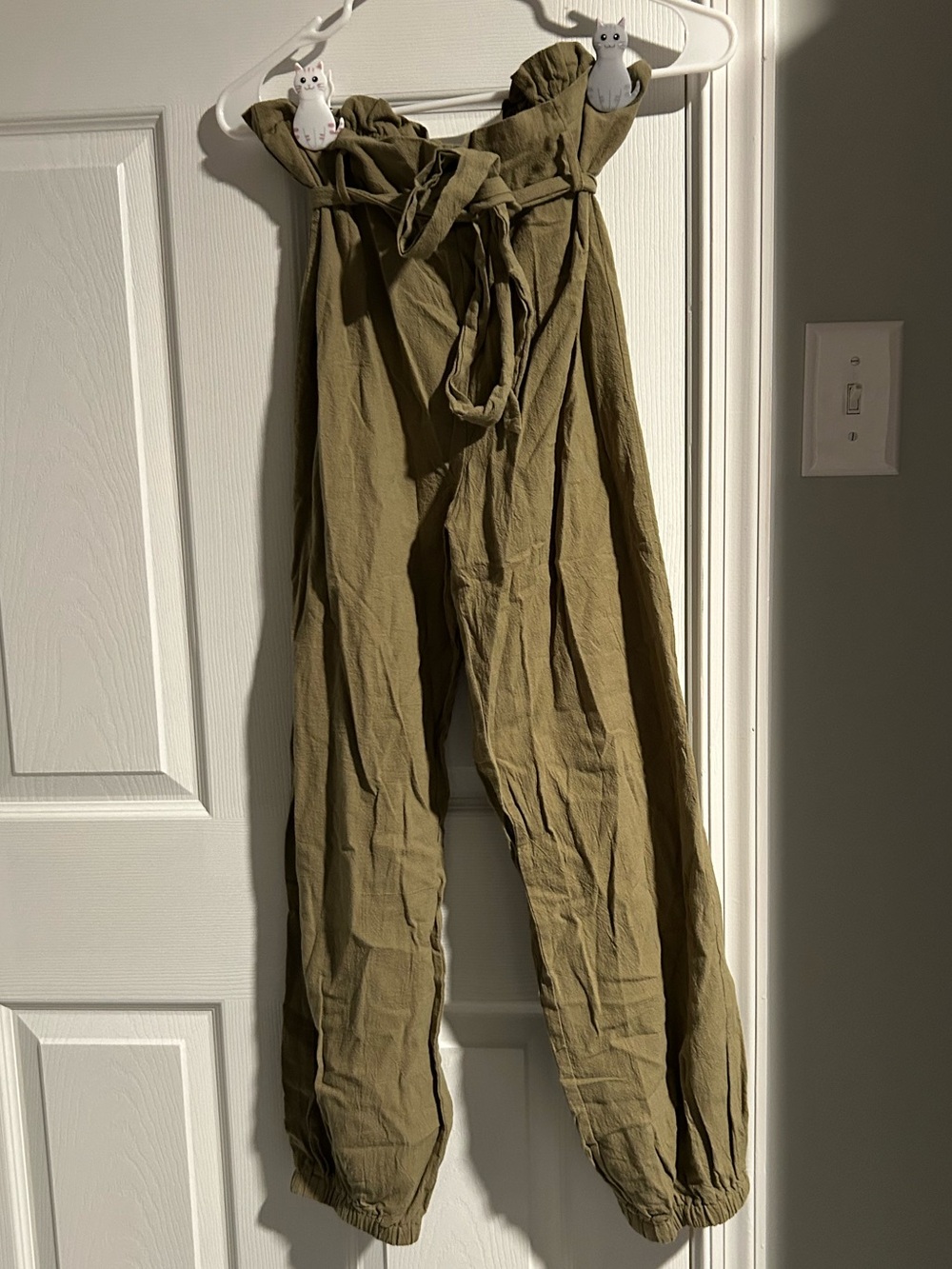 ‼️Olive Green Paper Bag Tie Pants